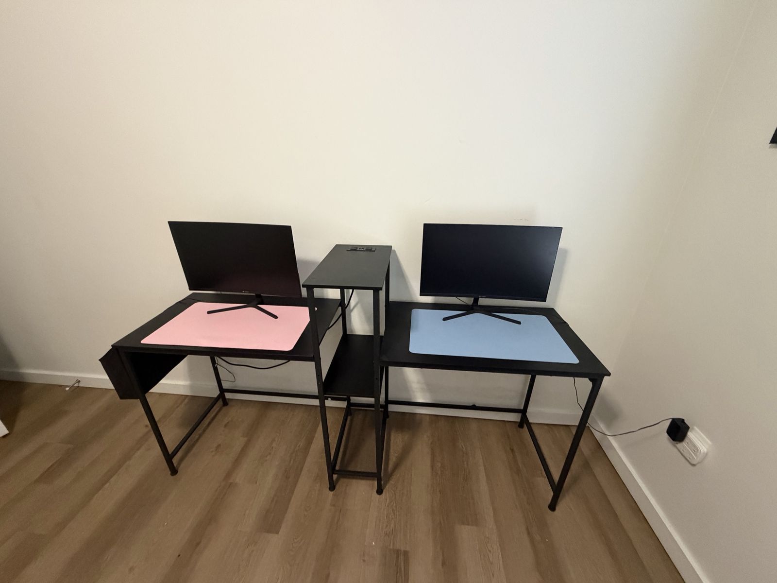 Black 2 person desk & 2 Monitors