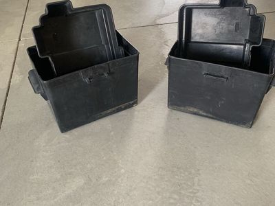 Black Plastic Battery Boxes - Set of 2 for Car/Marine/RV