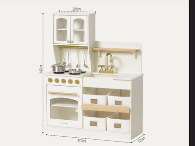 New in Box Wooden Play Kitchen with Storage for Creative Toddlers