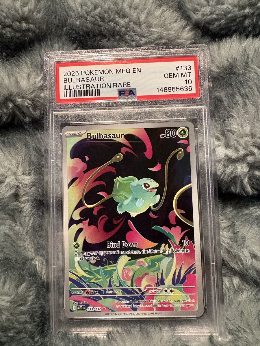 Pokemon 2025 Meg EN Bulbasaur Illustration Rare #133 PSA GEM MT 10 Graded Card