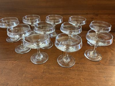 Set of 11 Vintage Champagne Coupe Glasses