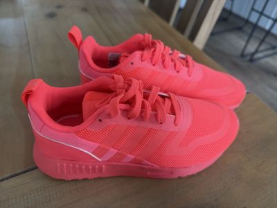Bright adidas shoes size 1 in kids.