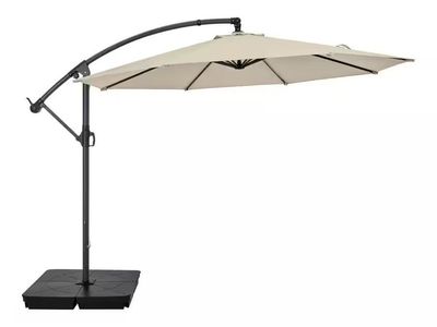StyleWell 10 ft. Steel Cantilever Market Tilt Patio Umbrella in Putty