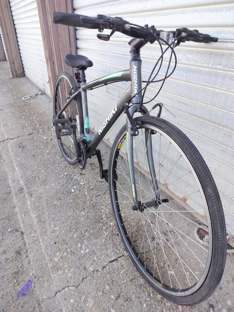 Nishiki Hybrid Road Bike Gray with Teal Accents Used Good Condition