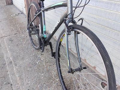 Nishiki Hybrid Road Bike Gray with Teal Accents Used Good Condition