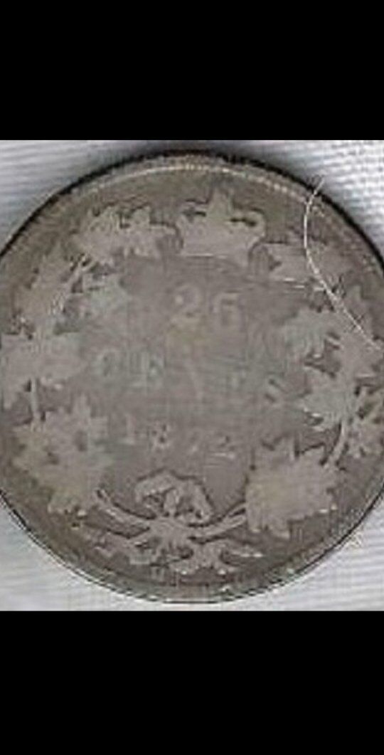 1872-H Canada 25 Cent silver coin KM-5