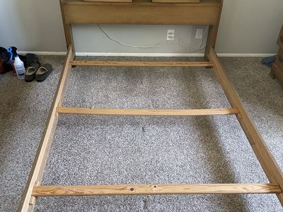 Full Size MCM Bedframe with drawers mattress and boxspring