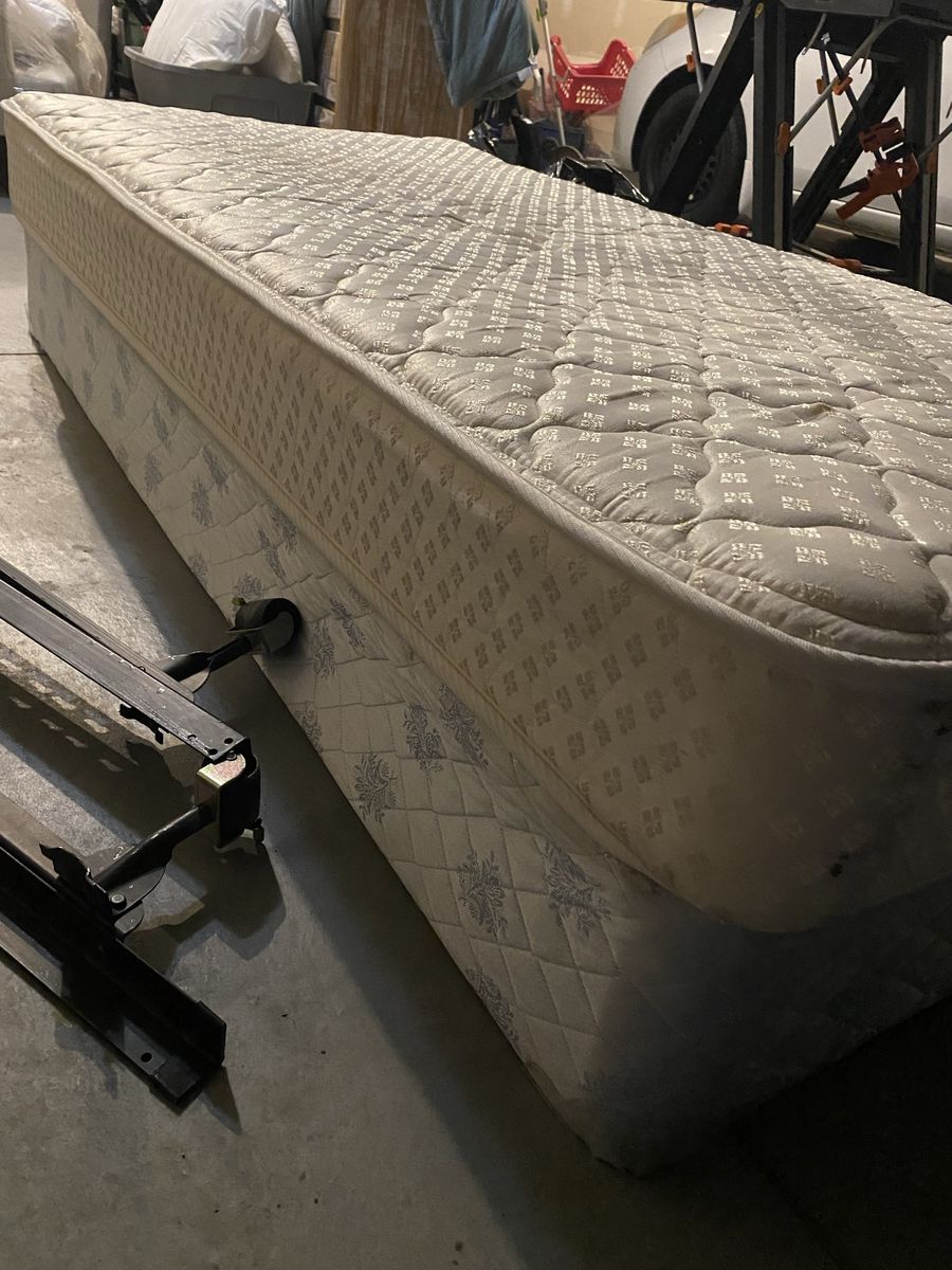 Twin Mattress, Foundation, & Metal Bed Frame - Used