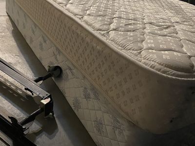 Twin Mattress, Foundation, & Metal Bed Frame - Used