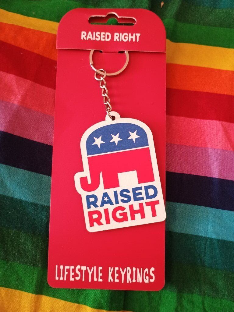 raised right Republican elephant keychains