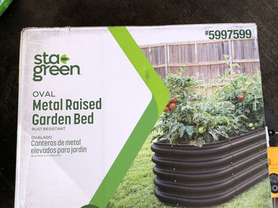 Sta-Green Oval Metal Raised Garden Bed, Rust Resistant, 59" L x 24" W x 17" H, Black