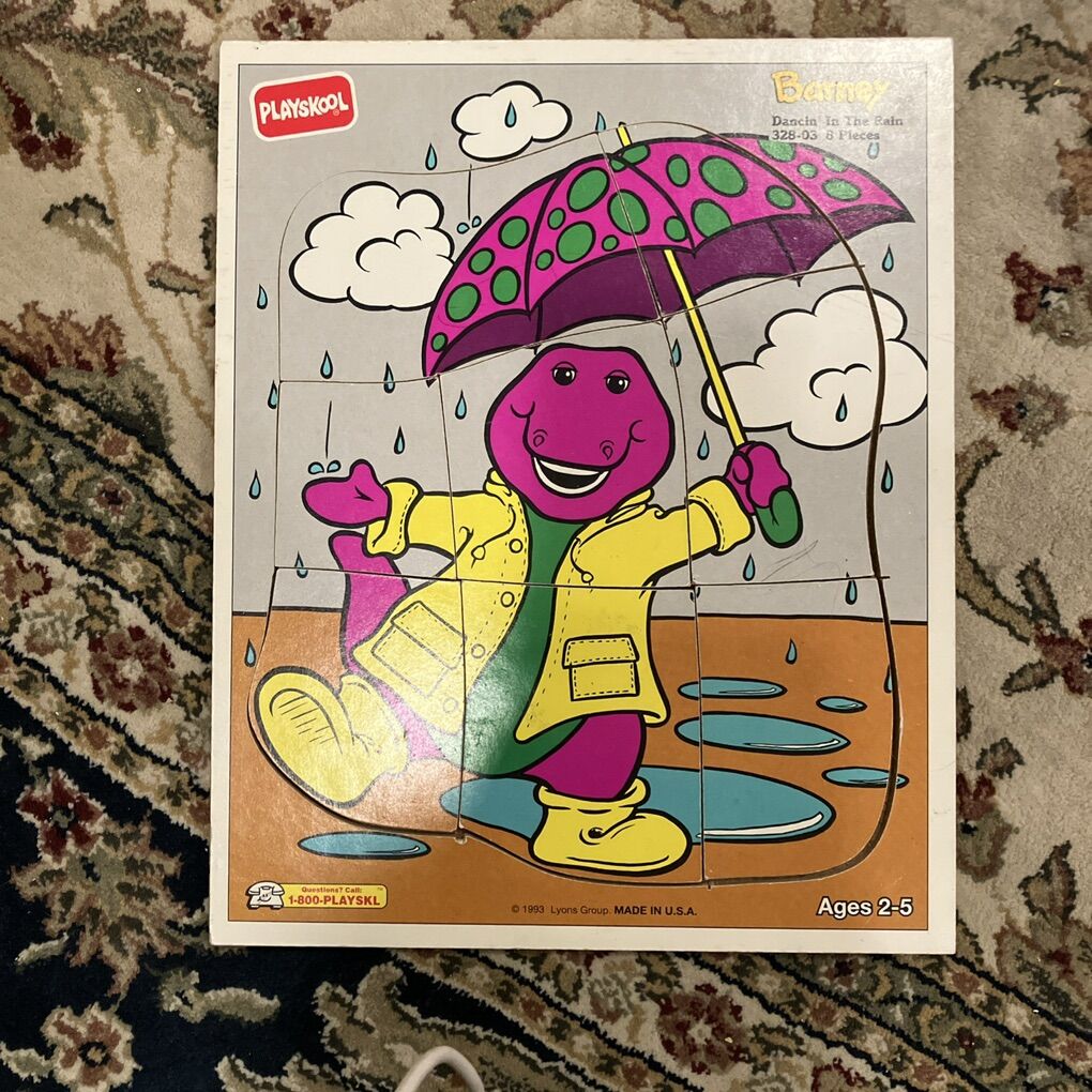 Vintage 1993 Barney Wooden Tray Puzzle