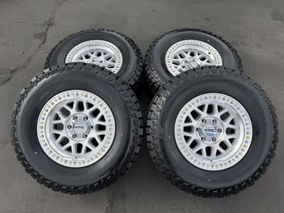 New LT285/70r17 Ameritread RT Silver KMC KM549 GRS 6x135 Ford F150 Expedition wheels and tires 6 lug