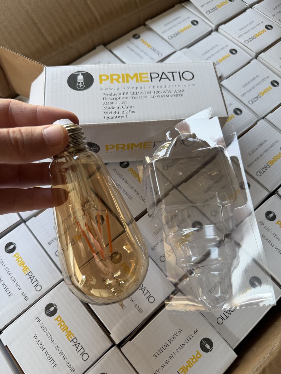 NEW Prime Patio ST64 LED Edison Style Bulbs - Warm White - $3.50 Each or $400 for 200 EA
