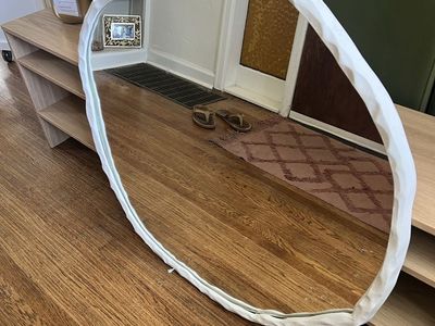 Unique Organic Shape White Frame Wall Mirror - Modern Decorative Accent