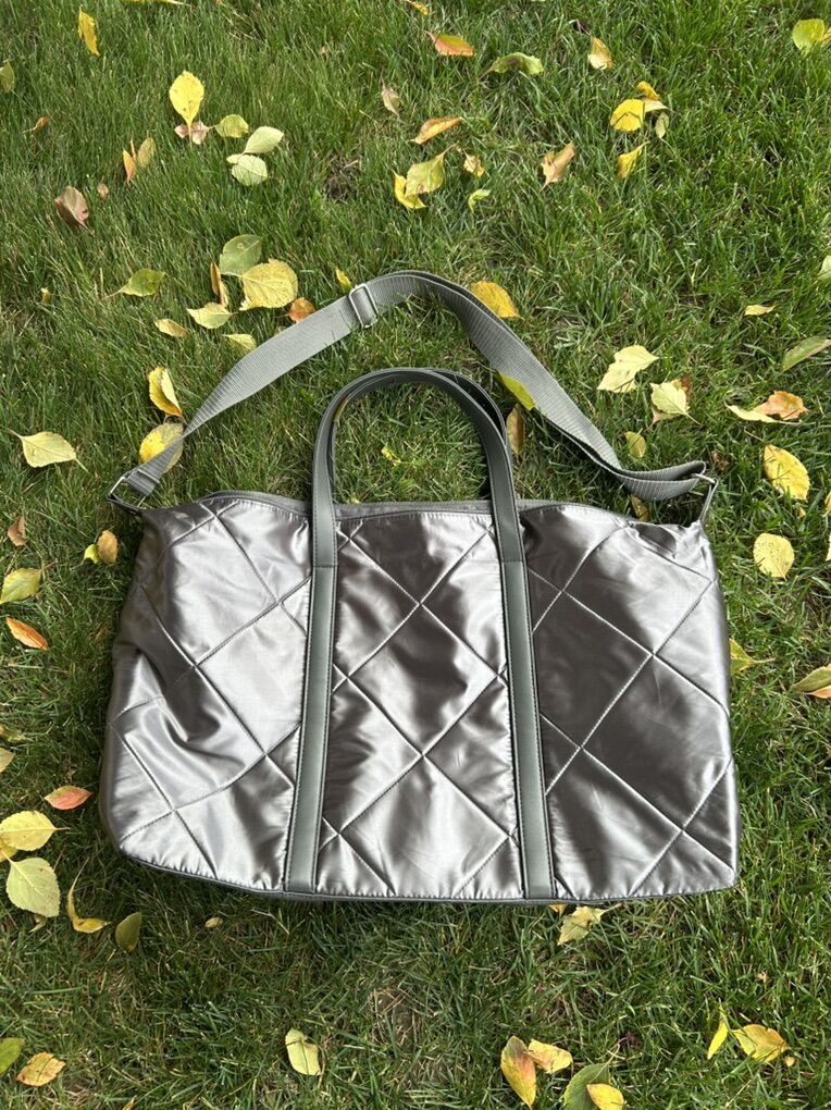 Quilted Silver Tote Bag Silver