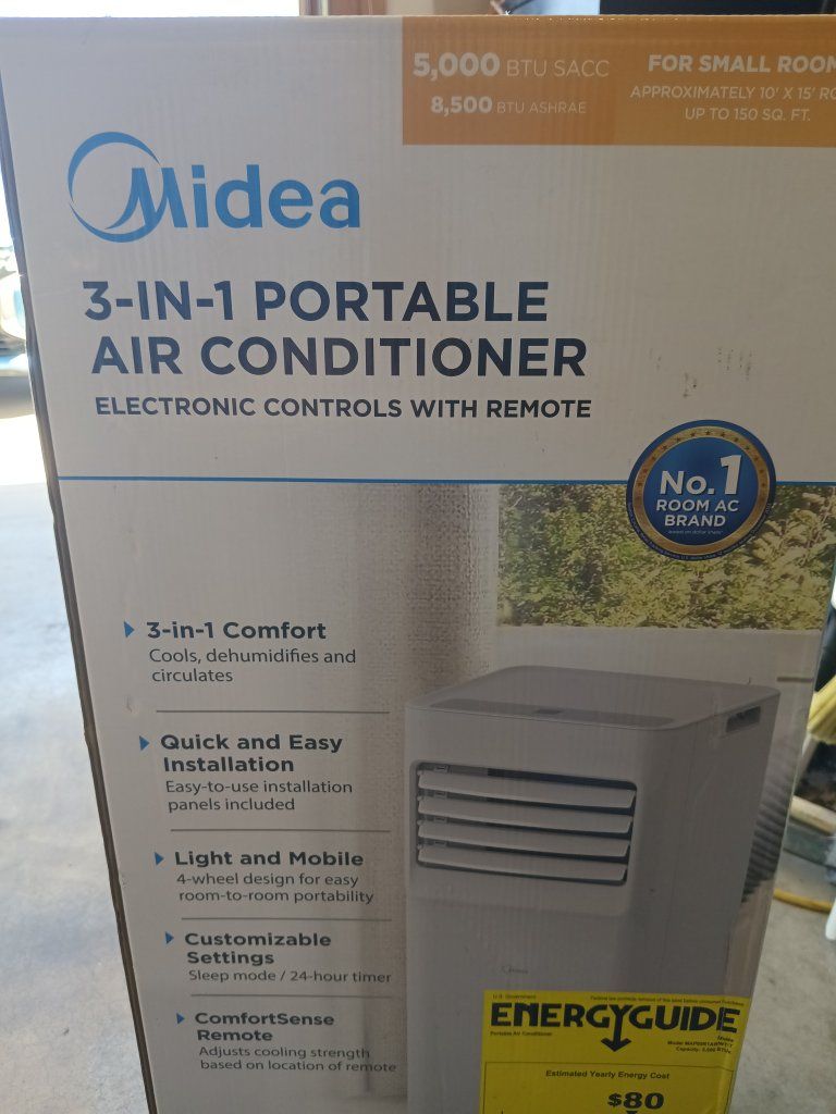 New Midea 8500 BTU  portable air conditioner