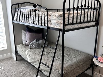 Black Metal Twin Bunk Bed with Ladder