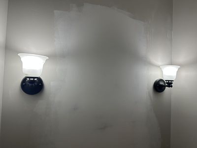 Pair of Oil Rubbed Bronze Wall Sconces with Frosted Glass Shades