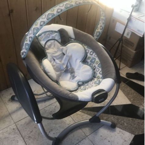 Graco Glider Lite Baby Swing - Portable & Compact with Gentle Motion (Gray/Aqua)