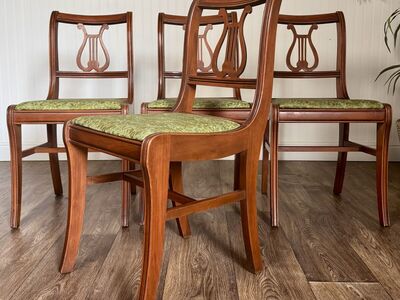 Vintage Set of 4 Drexel Mahogany Lyre Back Chairs