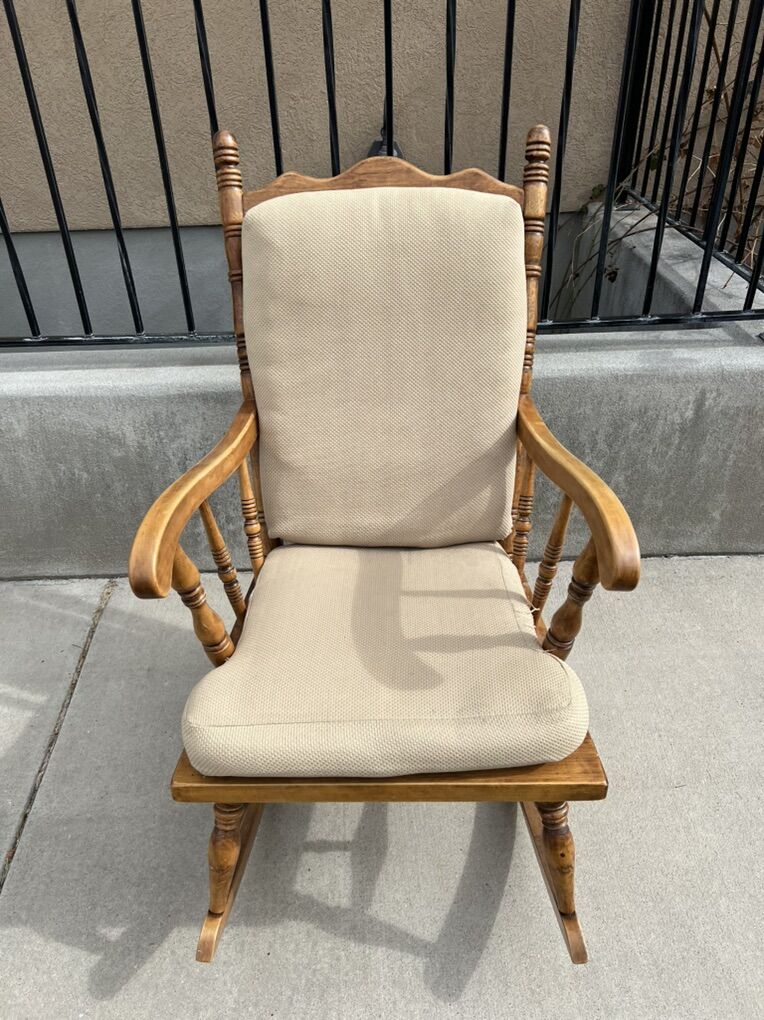 Vintage Rocking Chair With Removable Cushions