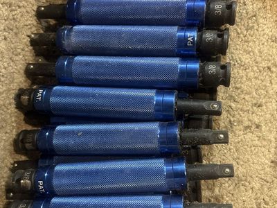 Lot of 3/8-Inch Drive Anodized Blue Knurled Socket Extensions