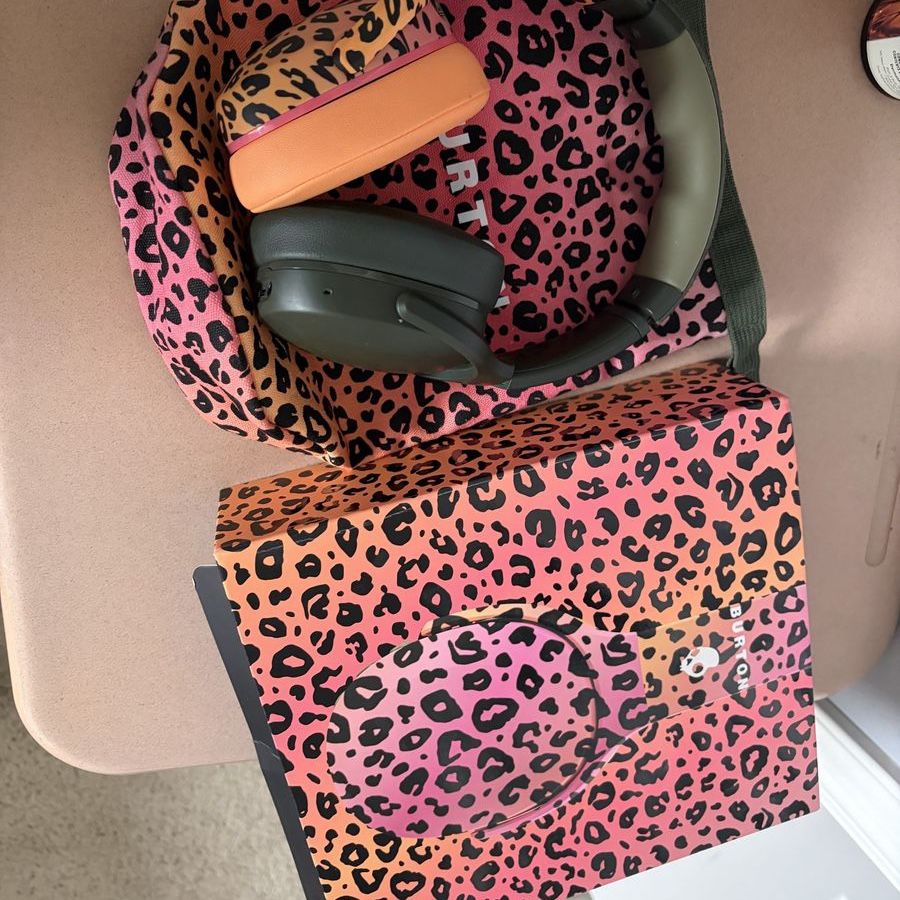 Skullcandy x Burton Grind Wireless Headphones - Leopard Print with Orange Ear Pads