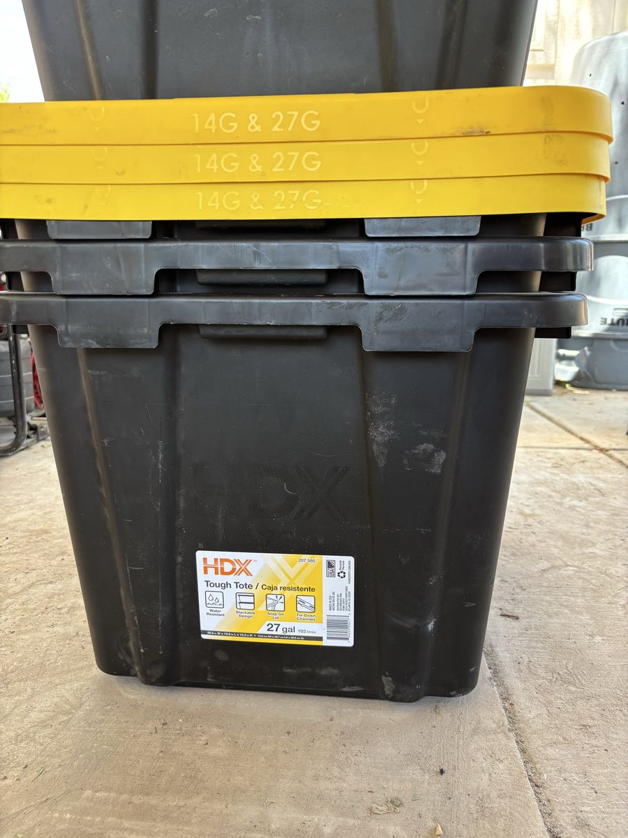 HDX 27 gallon totes