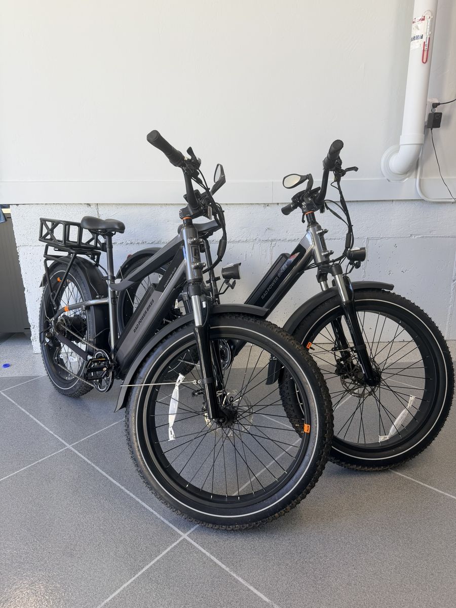 2 RadRover Plus E-Bikes + Hollywood Rack – Under 200 Miles Each – Complete Package