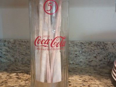 Vintage Coca-Cola Glass Straw Dispenser with Metal Lid