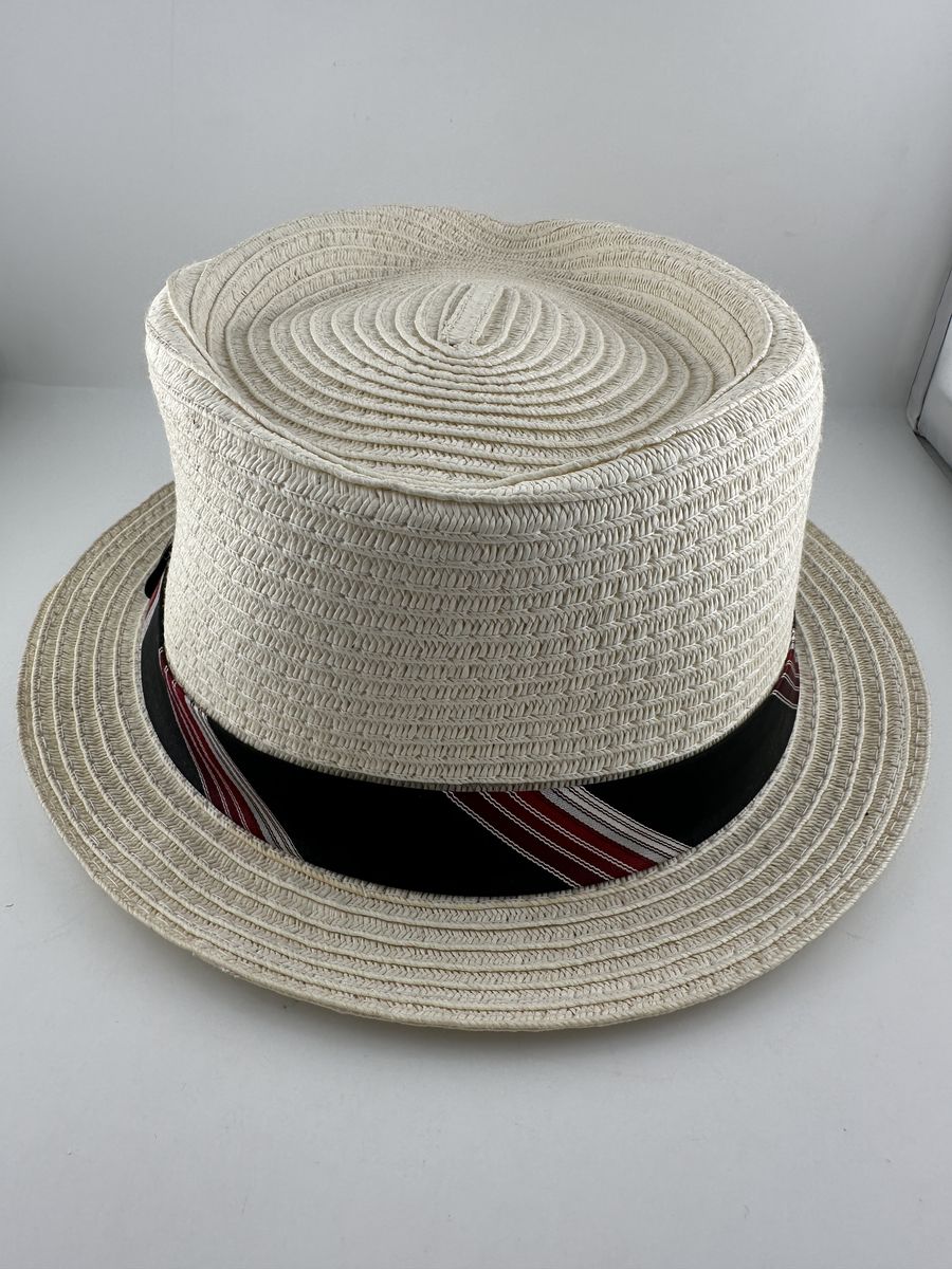 Goorin Bros Straw Pork Pie Hat Size M Ivory Paper Straw Fedora Boater USA
