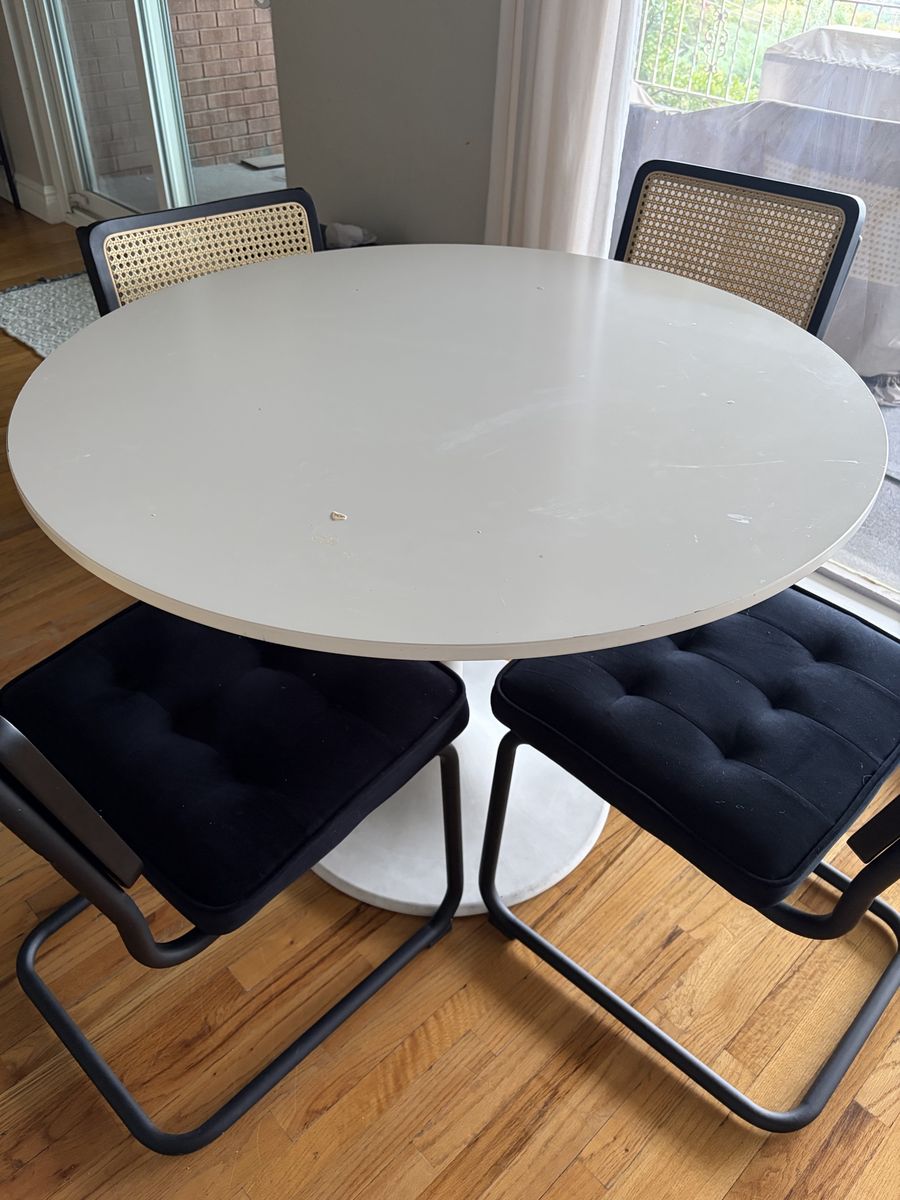 Round White Tulip Dining Table - 41.25" Diameter x 29.5" Height