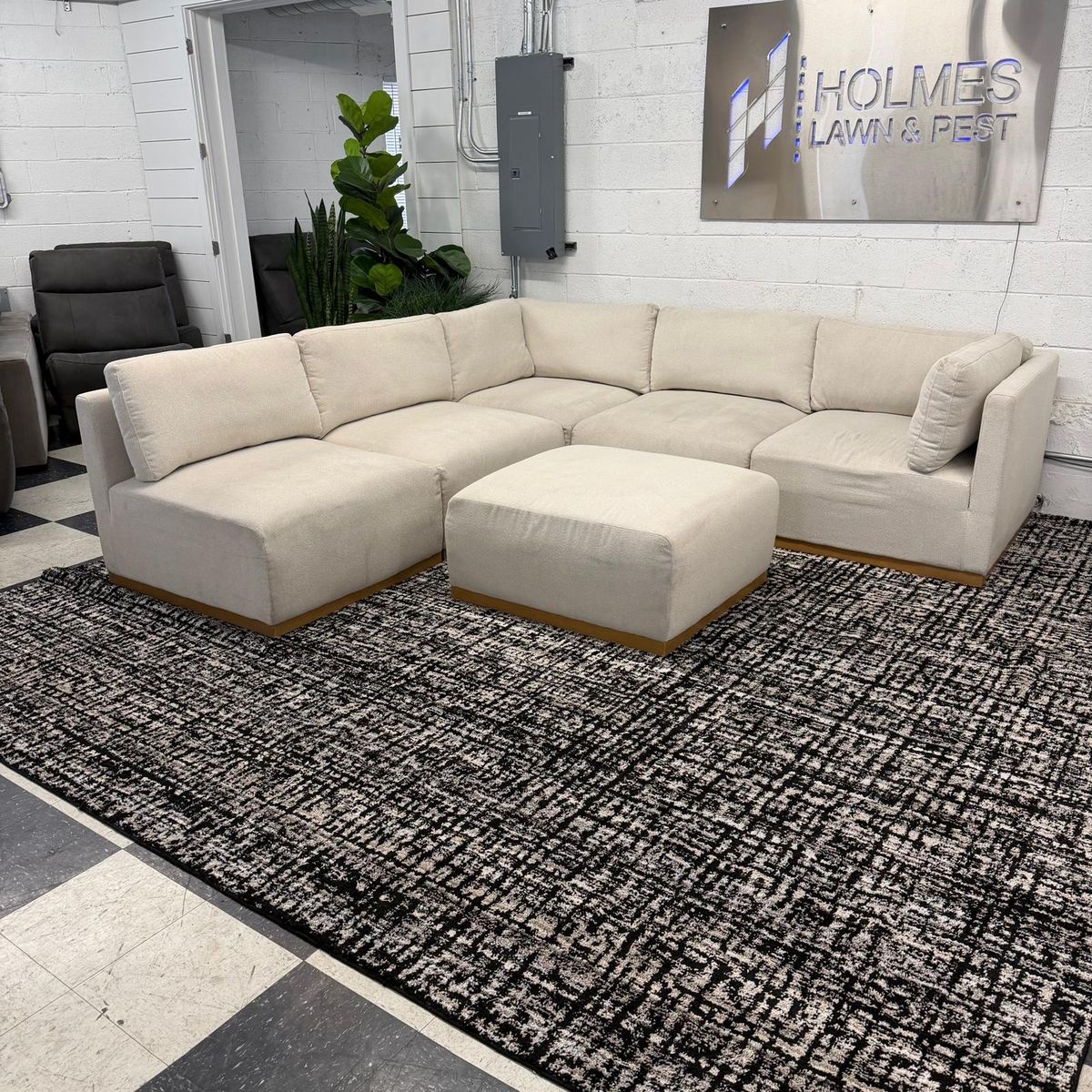 COSTCO HENREDON MURPHY 6-PIECE FABRIC MODULAR SECTIONAL, CREAM!!
