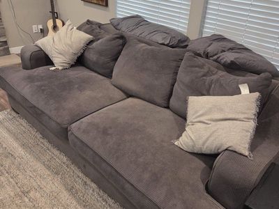 Large Gray Corduroy Sectional Sofa - 99-inch long, 4-seater