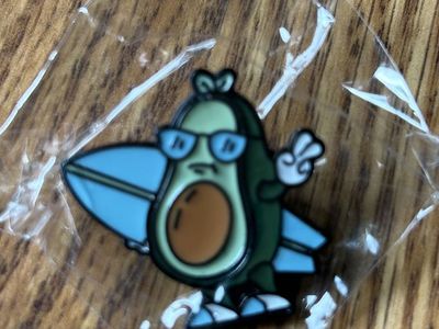 Avocado Surfer Enamel Pin - Cute Fruit Character with Surfboard & Sunglasses