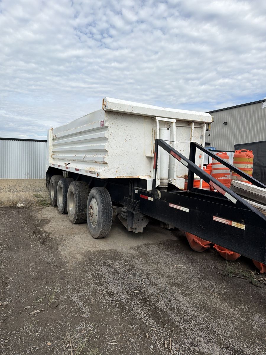 Heavy Duty Quad Axle Dump Trailer White Black Commercial Hauler