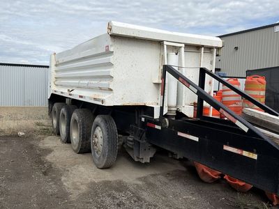 Heavy Duty Quad Axle Dump Trailer White Black Commercial Hauler
