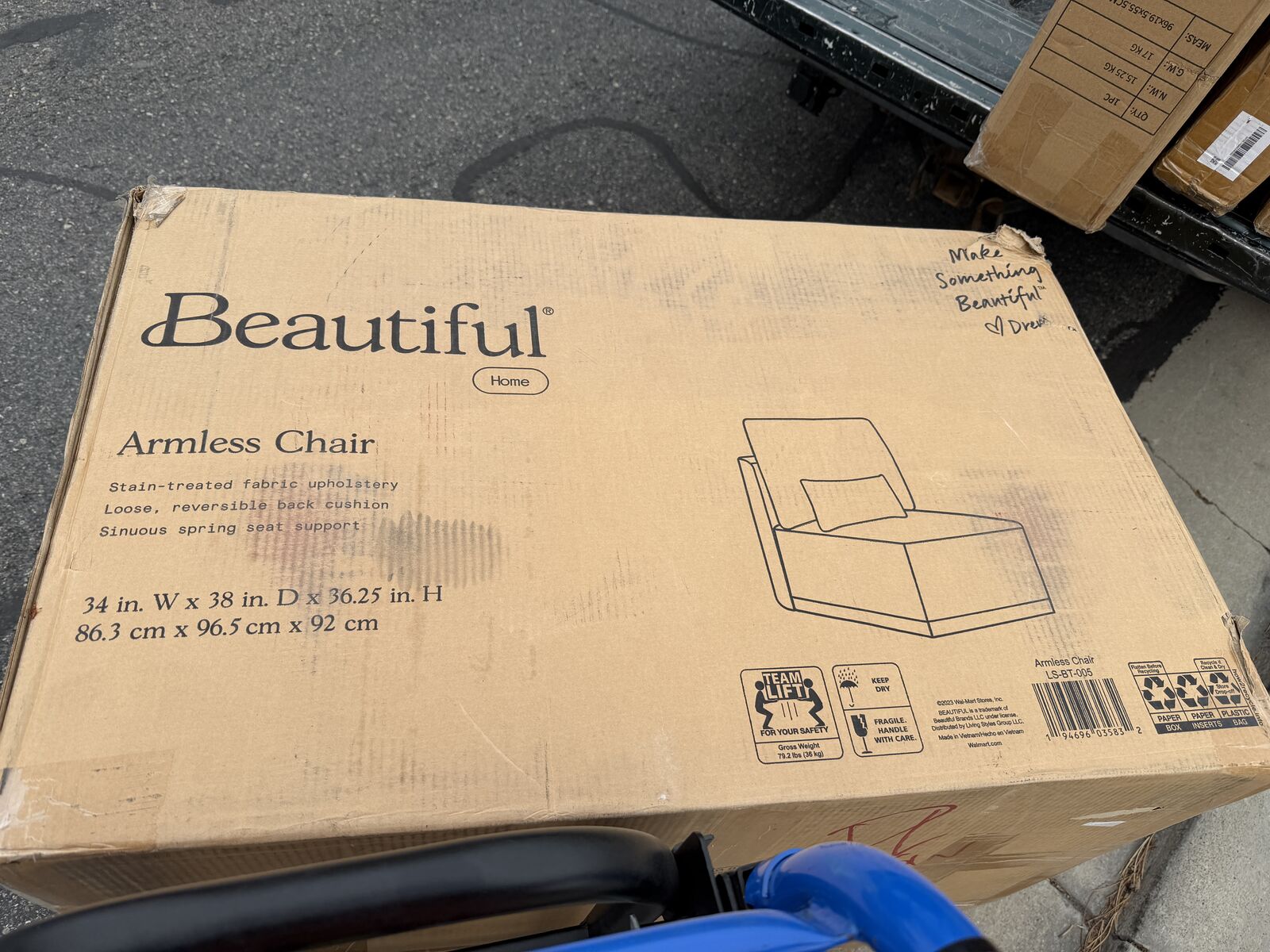 Brand new Beautiful LS-BT-005 armless chair, gray