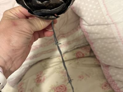 Handcrafted Metal Rose Sculpture with Wire Stem