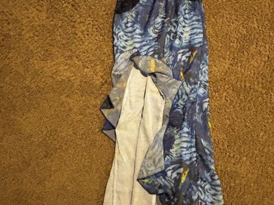 Outcast Clothing Women's Size S Blue Tie-Dye Maxi Dress with Lace Inserts and Slit - New with Tags