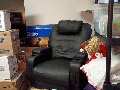 Black leather recliner chair
