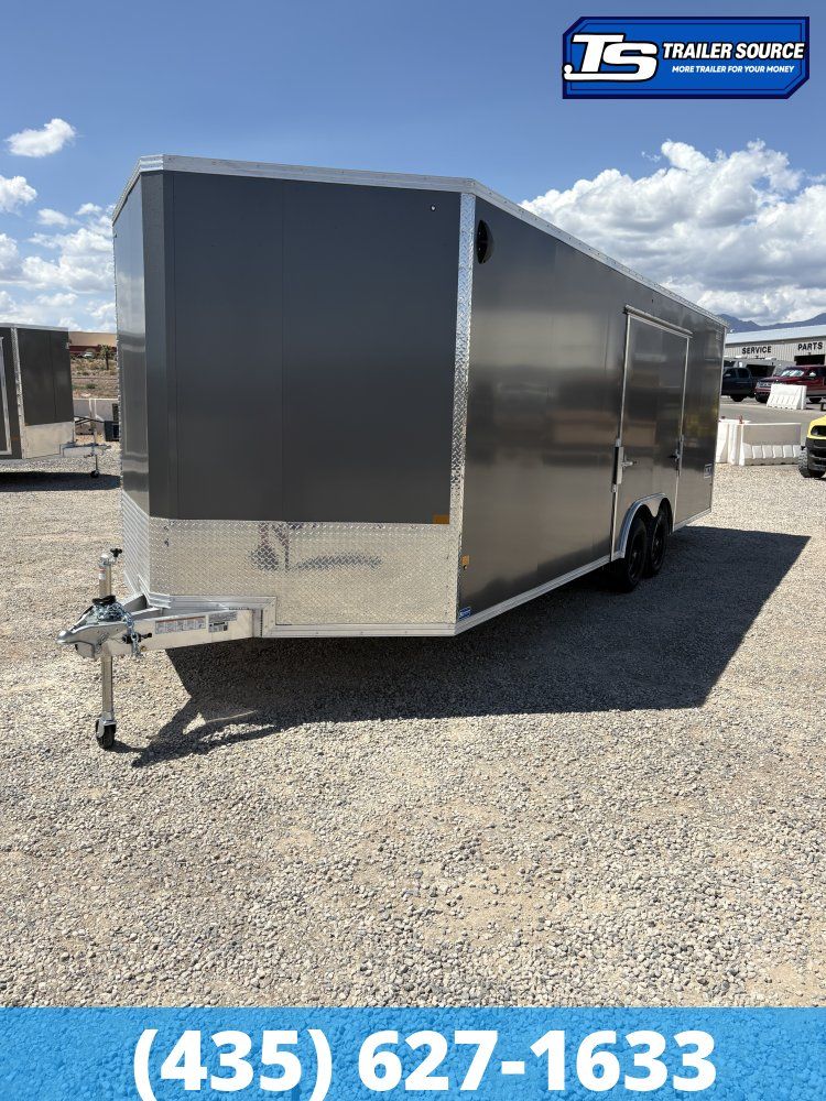 8.5x24 Alcom Aluminum EZ Hauler XLT Auto Trailer - 7'0" Interior - 10K GVWR - .080 PolyCor, Dovetail, Rear Spoiler w/ Load