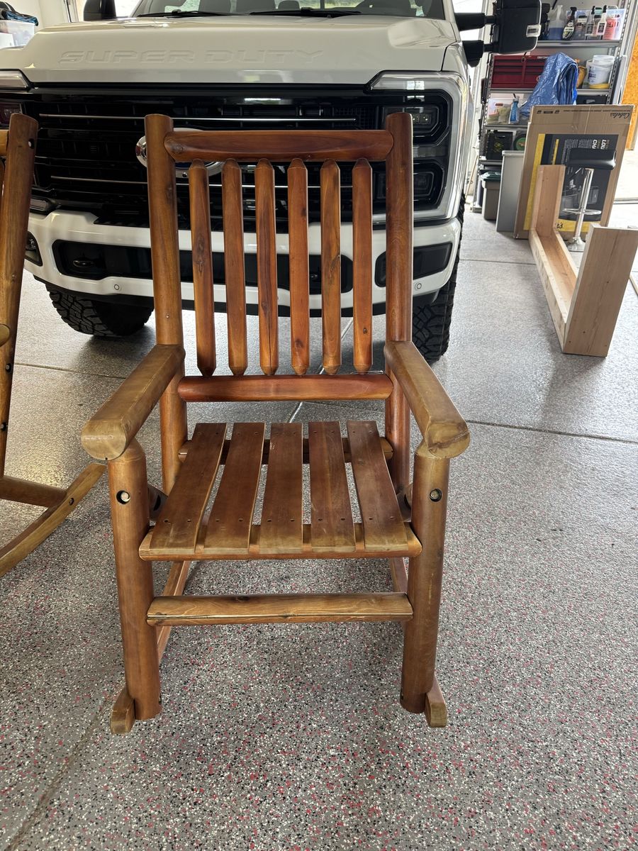 Pair of Rustic Wooden Log Rocking Chair
