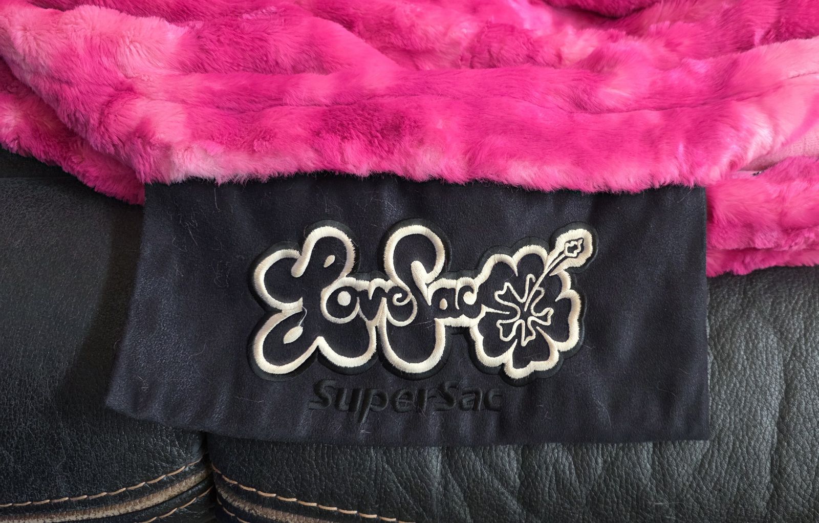 Lovesac BigOne with Hot Pink Fur Cover