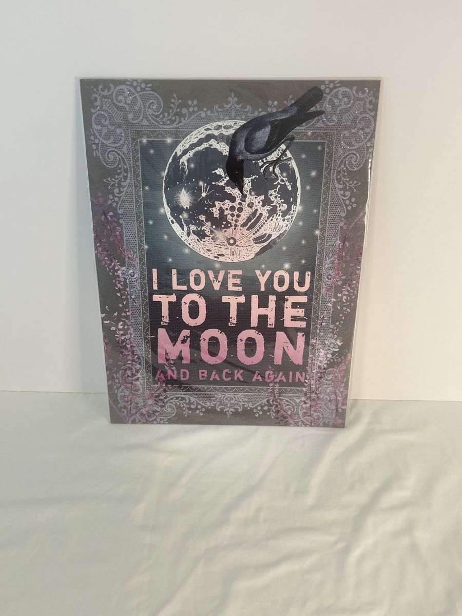“I Love You To The Moon & Back" Wall Art Sign, Raven & Moon, 11x14"