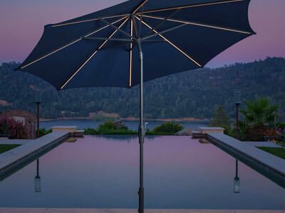 Sunvilla 10' Round Solar LED Auto -Tilt Market Umbrella #91434