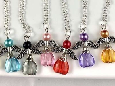 NEW - Pretty Bright Colors Angel Pendant Angel Necklace On A Silver Plated Chain - Choose Your Color - C PIX