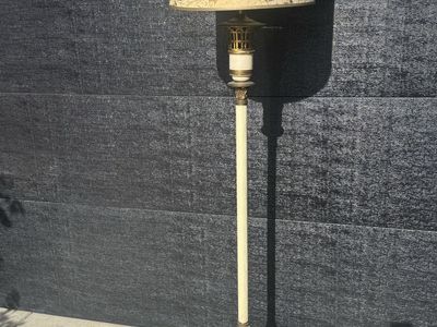 Vintage Floor Lamp Brass Cream Base Mid Century