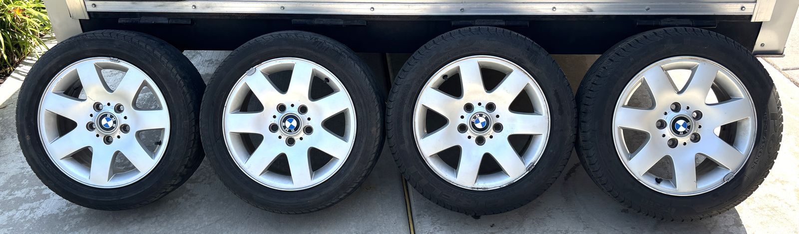 BMW 325I RIMS WHEELS 5x120 & PIRELLI P6+ TIRES 205/55R 16 (2) EXCELLENT (2) NO GOOD
